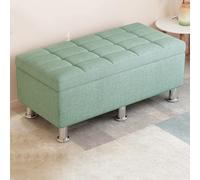 Storage Ottoman Bench, Linen Entryway Shoe Bench Upholstered Bed End of Bed Bench for Bedroom, Rectangle Button Tufted Bench for Living Room, Holds Up To 330 Lbs(120x40x45cm(47x16x18), Linen A)