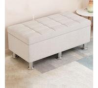 Storage Ottoman Bench, Linen Entryway Shoe Bench Upholstered Bed End of Bed Bench for Bedroom, Rectangle Button Tufted Bench for Living Room, Holds Up To 330 Lbs(120x40x45cm(47x16x18), Linen J)