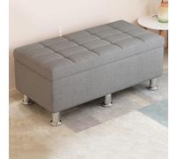 Storage Ottoman Bench, Linen Entryway Shoe Bench Upholstered Bed End of Bed Bench for Bedroom, Rectangle Button Tufted Bench for Living Room, Holds Up To 330 Lbs(100x40x45cm(39x16x18), Linen C)