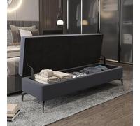 Storage Ottoman Bench - Multifunctional Faux Leather Lift Top Storage with Footrest - Decorative End of Bed Seat