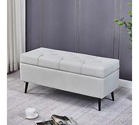 Storage Ottoman Bench - Tufted Fabric Upholstery with Padded Footrest for Living Room and Bedroom Furniture