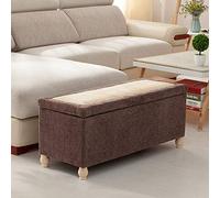 Storage Ottoman Bench Upholstered Linen Footrest Sofa Stool Rattan Fabric Storage Box Entryway Shoe Changing Bench Grey 40x18x18 Inches