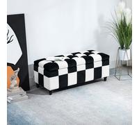 HOMCOM 114 x 47 x 47cm Velvet Storage Ottoman - Button-tufted Footstool Box | TJ Hughes