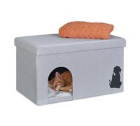 Storage Ottoman Cat Cave Pet Den House Furniture Bed Foldable Nook Bench Lid