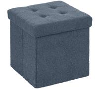 Storage Ottoman Foldable Velvet Blue 38x38x38cm Foam MDF 37.6L Seat Storage Box