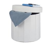Relaxdays Round Ottoman, Lidded Footstool, Padded Storage Seat, 38x38x38 cm