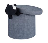 Storage ottoman Folding Pouffe Round Toy Chest 50 L Dark Grey Storage Footstool