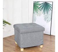 Storage Ottoman Foot Stool - Versatile Linen Footrest with Spacious Toy Storage Compartment, Perfect for Living Room and Bedroom Organization