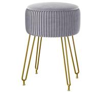 Storage Ottoman Footrest Stool Makeup Vanity Chair with Removable Cover PU Dressing Table Seat Stylish Golden Steel Legs Modern Home Décor Comfortable Seating Solution