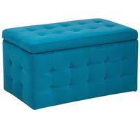 Beliani Storage Ottoman Michigan Velvet Sea Blue