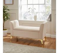 Storage Ottoman Pettine Upholstered Window Bench Stool Blanket Box Natural