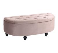 Storage Ottoman Pink Velvet 120x46x42cm Wooden Legs Tufted Semi-Circle SoftClose