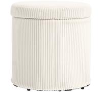 Storage Ottoman Round Stool Lid Vanity Seat Bedroom Footstool