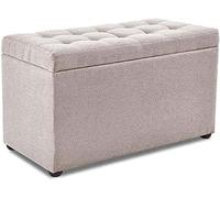 Storage Ottoman Stool - Wooden Footstool Portable Foot Stool for Living Room, Bedroom, Small Space