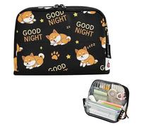 Storage Pencil Bag Cute Cartoon Shiba Dogs Night Zipper Pencil Case Large Pencils Pouch Boys Pen Bags Teen Girls Animal Art Stationery Kids Back to School Supply