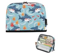 Storage Pencil Bags Cute Cartoon Sharks Sea Flame Big Pencil Pouch Zipper Pencils Case Girls Classroom Pen Pouch Big Capacity College Preppy School Office Supplies