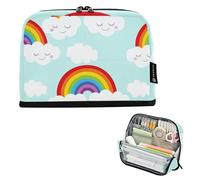 Storage Pencil Bags Cute Rainbows Clouds Green Pencil Case Zipper Pouch Large Cute Pen Pouch Girls Japanese Preppy College High School Supplies