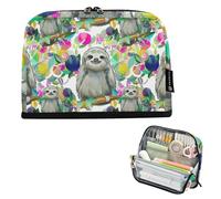 Storage Pencil Bags Cute Sloths Flowers Zipper Pencil Case Large Pencils Pouch Cute Pen Pouch Girls Art Pattern Organizer Back to School Supplies