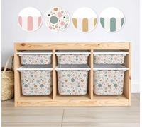 Storage & Playroom Stickers Suitable for IKEA Trofast Bins - Scallopeds & Gingham Decals for Kids Room, Nursery, Playroom | Toy Organisation (Stars & Polka Dots, Medium Box Sticker)