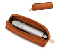 Storage Pouch Compatible with Logitech Spotlight 4 Presentation Remote, PU Leather Zipper Carrying Case, Slim Portable Organizer Bag for Presenter Remote and USB Receiver, Travel Office Case, Brown