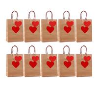 Storage Pouch With Tags And Strings, Elegant And Practical Design, 20x15x8cm, 10 Pack Réd Héart Paper Bags, Gift Bags, Multi-Event Packaging Solution, For Valentine Wedding Gathering