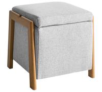 Storage Pouffe EDLAND Fabric 45 cm 43 cm Light Grey