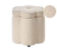 Storage Pouffe FLOWER Flower Boucle Off-White