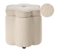 Storage Pouffe FLOWER Boucle Off-White Flower