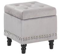 Beliani Storage Pouffe LORETTO Velvet Light Grey 37 cm 37 cm 40 cm, Grey