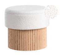 Beliani Storage Pouffe RICHEY Boucle Off-White 50 cm 50 cm 46 cm, White