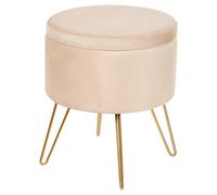 Beliani Storage Pouffe SILAS Velvet Light Beige, Cream