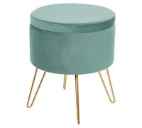 Beliani Storage Pouffe SILAS Velvet Mint Green, Green