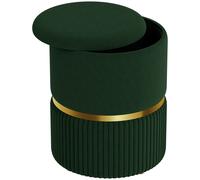 Storage Pouffe Stool Dark Green Polyester Velvet 36x36x44cm Cushioned Top Seat