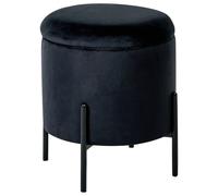 Beliani Storage Pouffe WENONA Velvet Black, Black