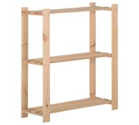 Storage Rack 3-Tier Grey Solid Pinewood 80x28.5x90 cm Rustic Shelf Unit Compact