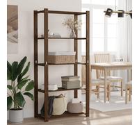 Storage Rack 5-Tier Brown Solid Pine Wood 80x38x170 cm Rustic Shelving Organizer