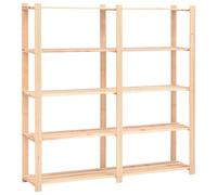 Storage Rack Natural Pine 170x38x170 cm 5-Tier Solid Wood Shelving Unit -500kg