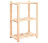 Storage Rack Natural Pinewood 60x38x90 cm 3-Tier Solid Pine Wood Shelf 150kgCap