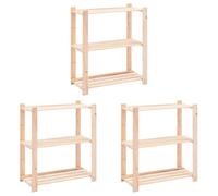vidaXL 3-tier Storage Racks 3 Pcs 80X38X90cm Solid Pinewood 150 Kg, Brown