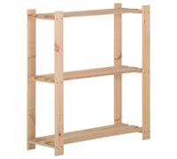 Storage Rack Natural Solid Pinewood 80 x 28.5 x 90 cm 3-Tier Rustic Shelf Units