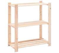 Storage Rack Natural Solid Pinewood 80x38x90 cm 3-Tier Wall-Mountable 150 kg max