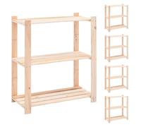 Storage Rack Natural Solid Pinewood 80x38x90 cm 5-Tier Wall Mountable 150kg Kit