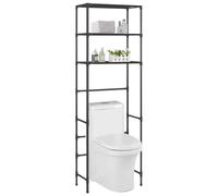 vidaXL 2-tier Storage Rack Over Washing Machine Black 69X28X143cm Iron, Black