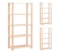 Storage Rack Solid Pinewood Natural 80x38x170cm 3pcs Shelves Heavy Duty Wall-Fix