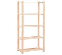 Storage Rack Solid Pinewood Natural 80x38x170cm 5-Tier Heavy Duty Mounting 250kg