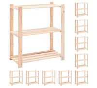vidaXL 3-tier Storage Racks 10 Pcs 80X38X90cm Solid Pinewood 150 Kg, Brown