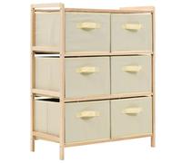 Storage Rack with 6 Fabric Baskets Cedar Wood Beige Cabinet Drawer Unit vidaXL