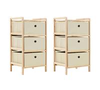 vidaXL Storage Rack With 3 Nonwoven Baskets Cedar Wood Beige, Multi