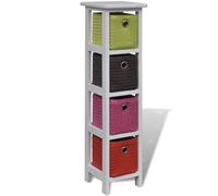 Storage Rack with Multi-colour Baskets Paulownia Wood Drawer Shelving vidaXL