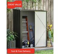 Outdoor Storage Shed Steel Garden Shed w/ Lockable Door for Backyard Patio Lawn